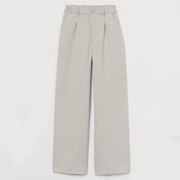 SOLD - H&M High Waisted Wide Leg High Trousers in Light Beige Size 6 - Picture 1 of 8
